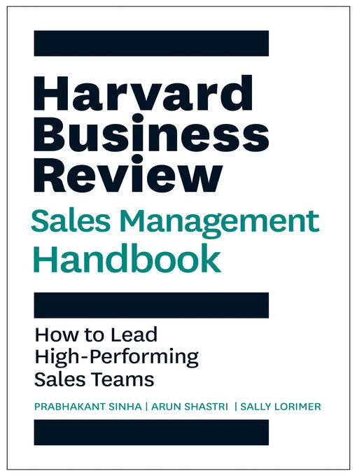 Cover image for The Harvard Business Review Sales Management Handbook